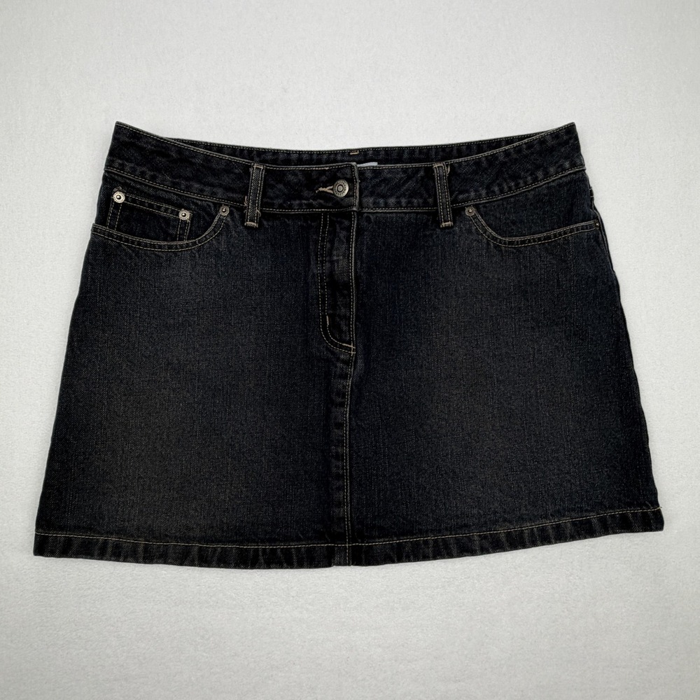 Halogen Denim Dark Wash Mini Skirt Womens 14 Cotton A-Line
